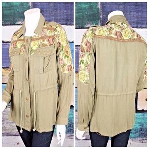 Miss Me Floral Tapestry Embellished Anorak Jacket
